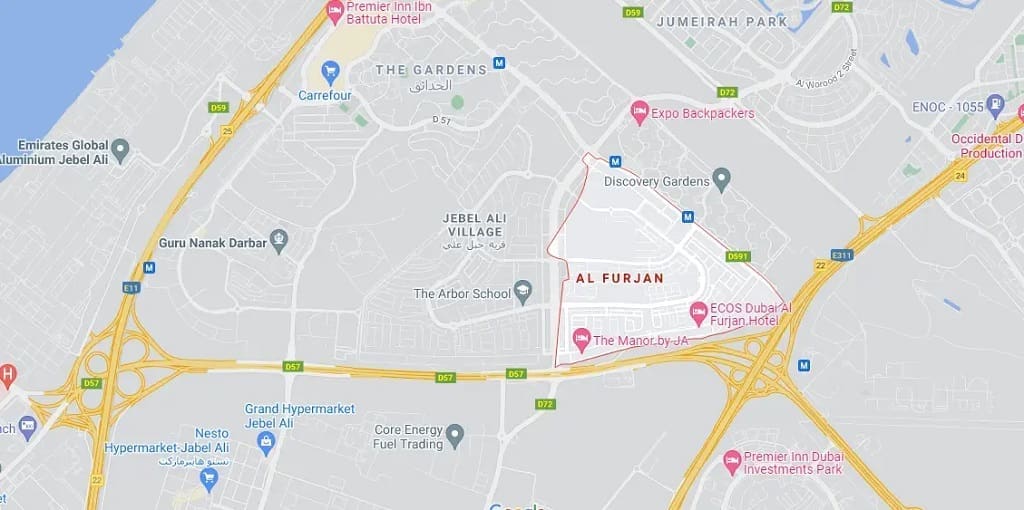 Al furjan location map