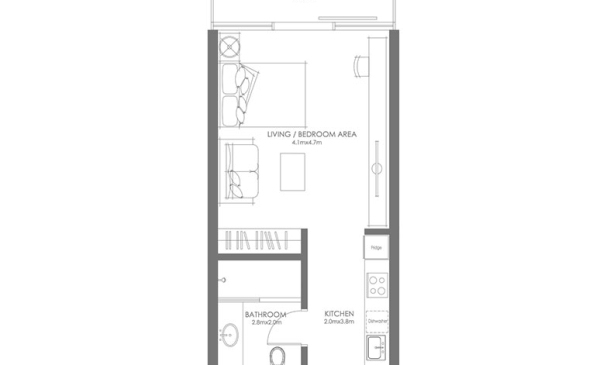 Louvre Abu Dhabi Residences Studio Floor Plan